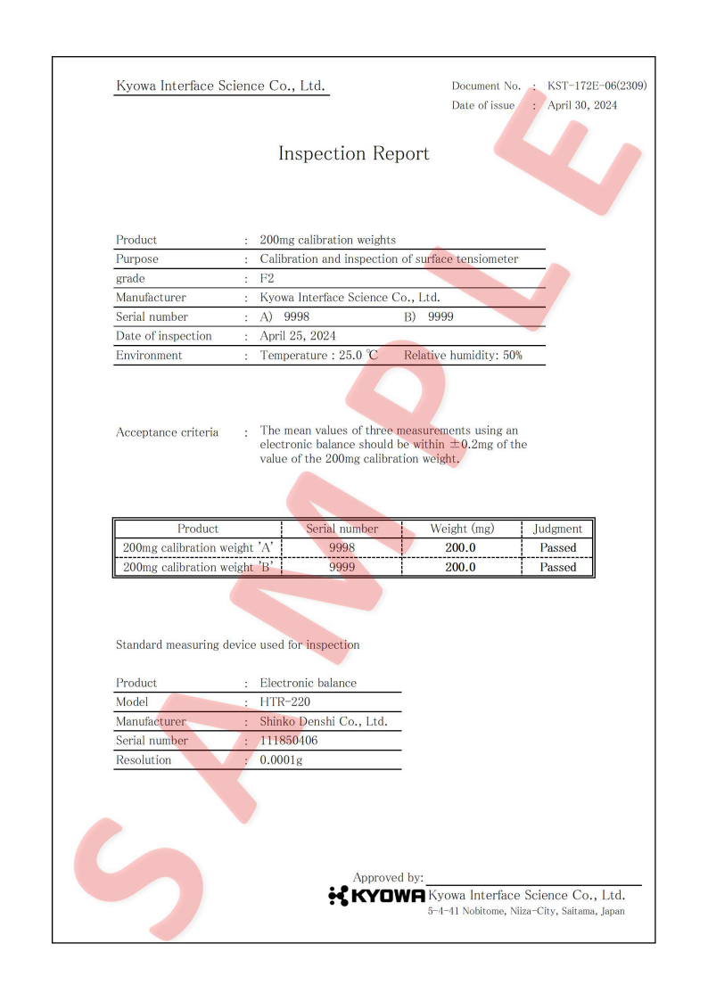 Calibration Weight_General Calibration_Sample